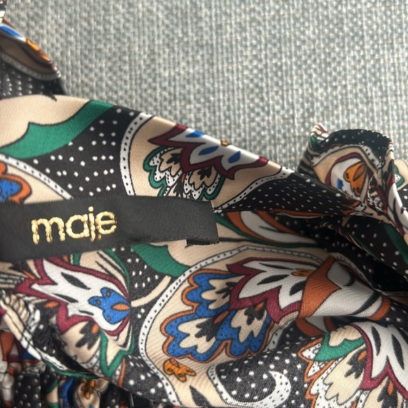 Maje Isley Paisley Print Satin Romper Wrap-effect printed  playsuit Size M - Picture 11 of 16